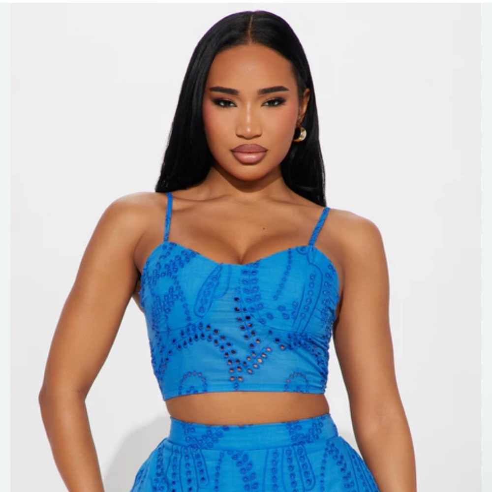 Blue Embroidered Women's Top